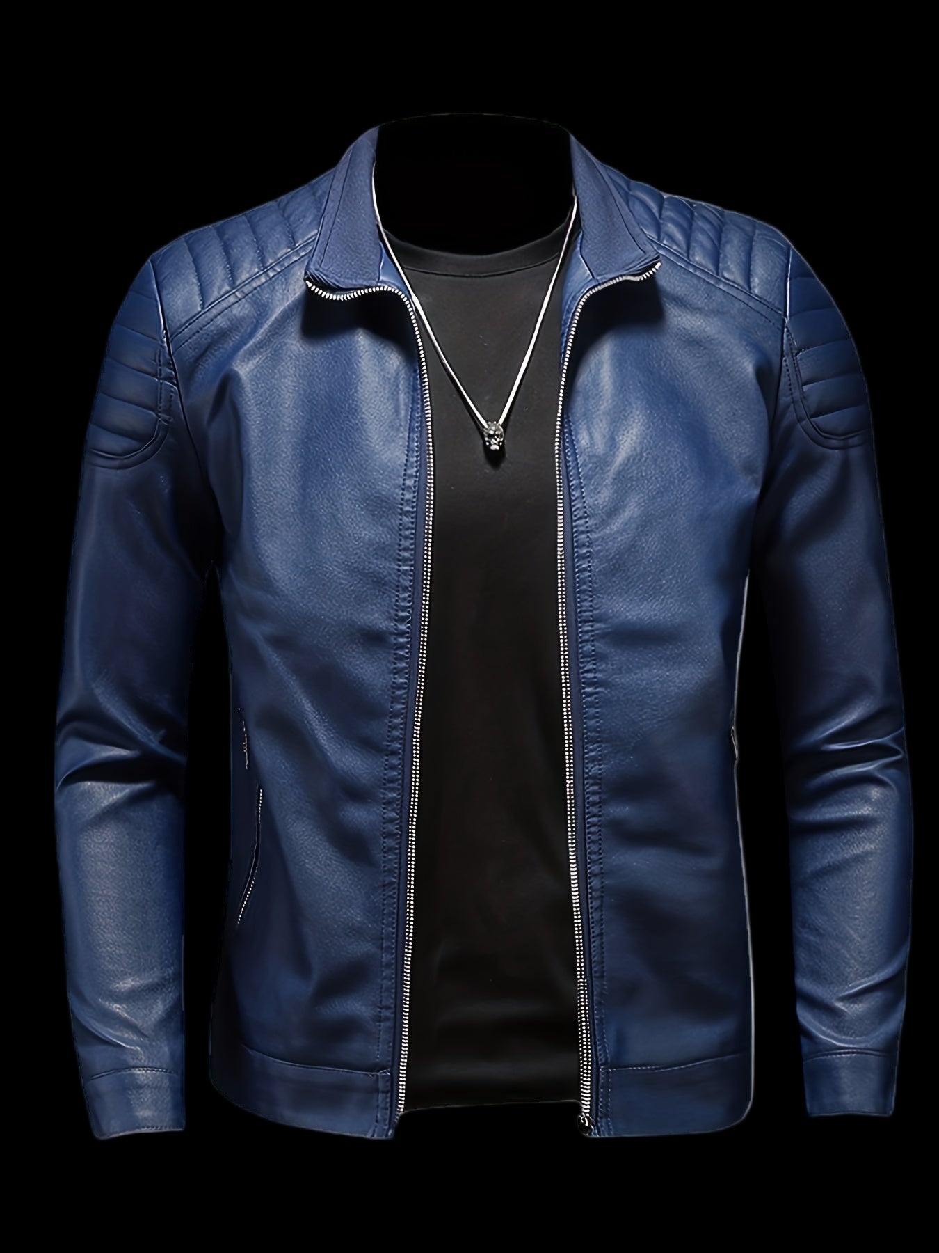 Blue leather jacket