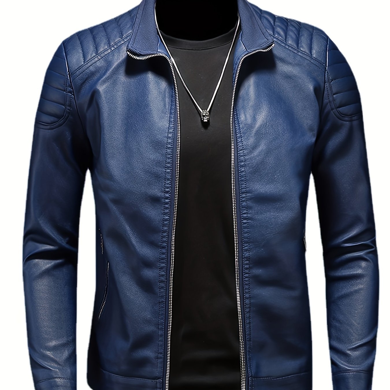 Matthew M. Crain's Blue leather jacket
