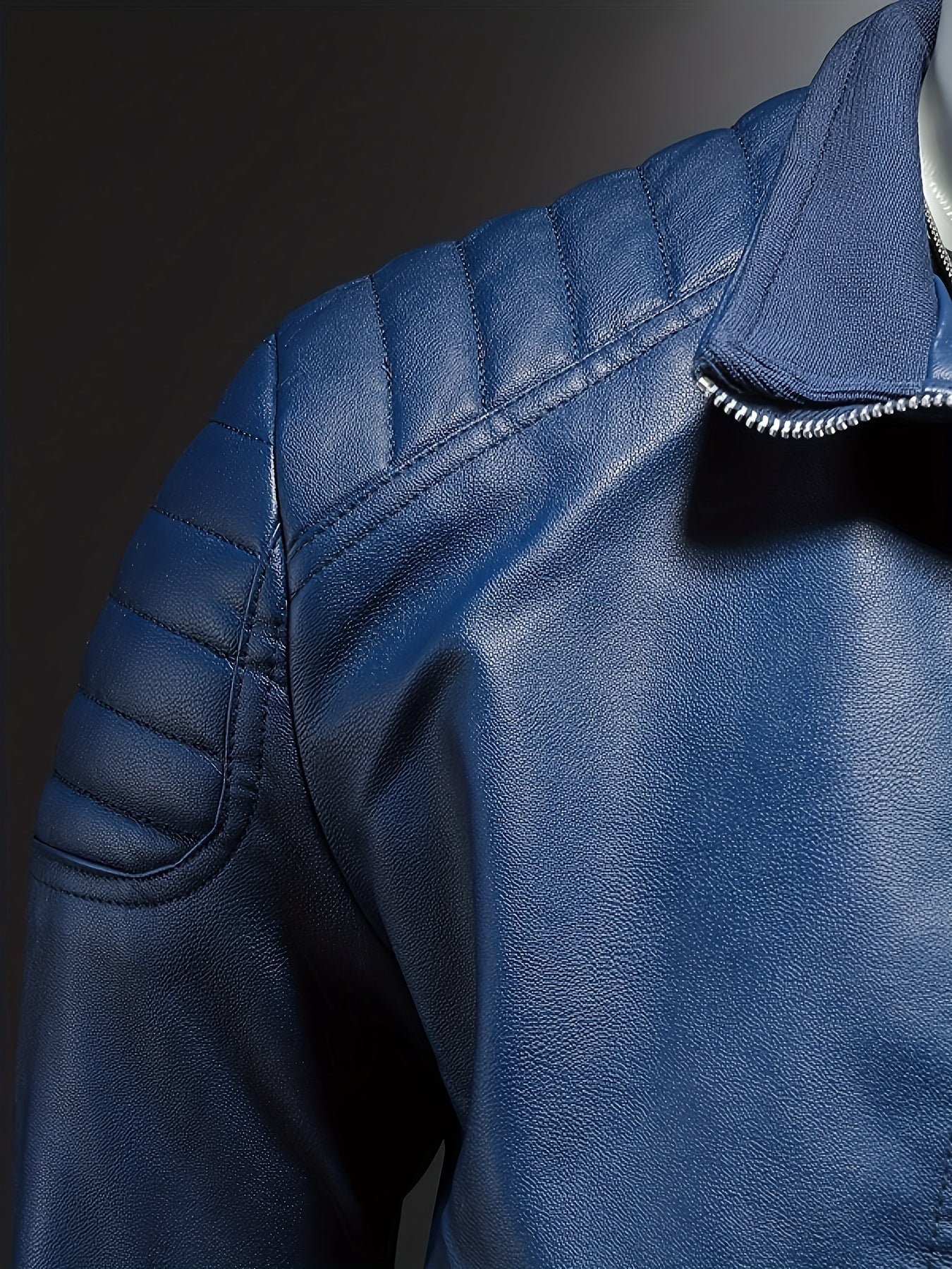 Matthew M. Crain's Blue leather jacket